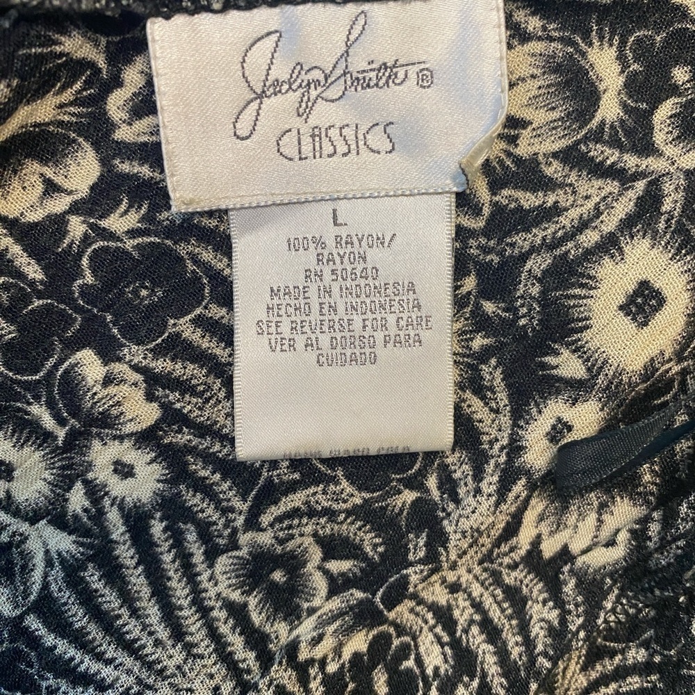 Jaclyn Smith Floral Print Midi Dress (Size:L, Color:Black/White) - Picture 3 of 3